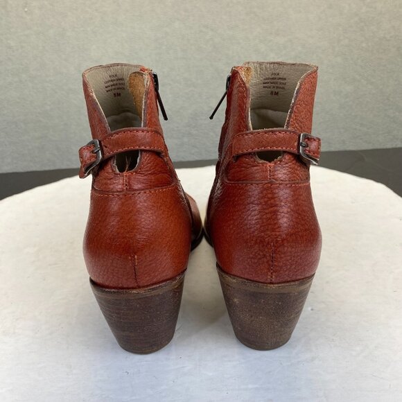 Matisse Folk Brick Red Leather Peep Toe Booties Boots Shoes Lulus Size 8M - Picture 5 of 16